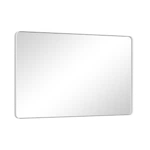 55 in. W x 36 in. H Modern Rectangular Aluminum Framed Wall Bathroom Vanity Mirror in White