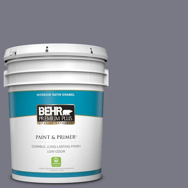 BEHR PREMIUM PLUS 5 gal. #N540-5 Infamous Satin Enamel Low Odor Interior Paint & Primer