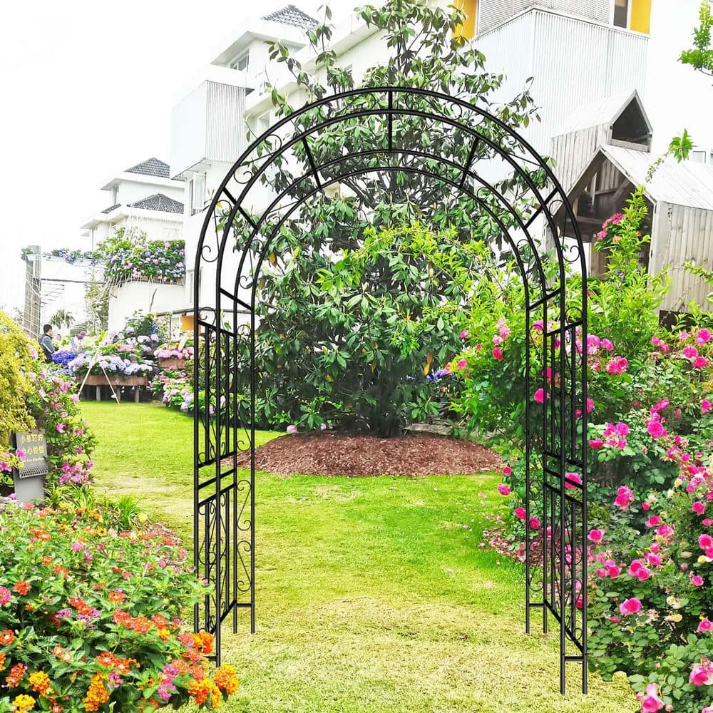 59 in. x 90.55 in. Garden Arbor, Outdoor Metal Garden Arbors for ...