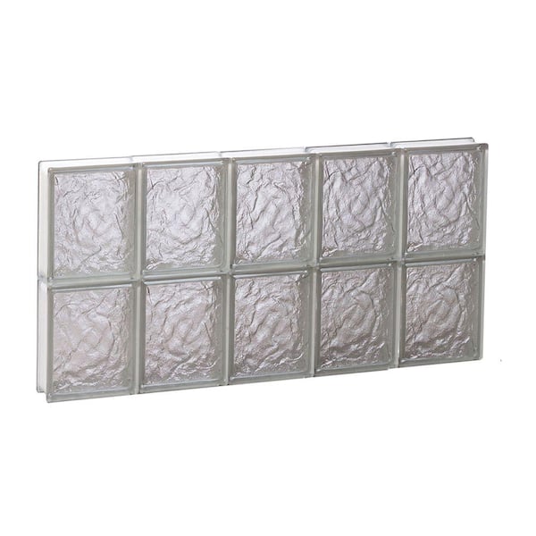 Clearly Secure 28.75 in. x 15.5 in. x 3.125 in. Frameless Ice Pattern Non-Vented Glass Block Window