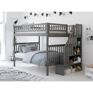Woodland Staircase Bunk Bed Full over Full in Grey