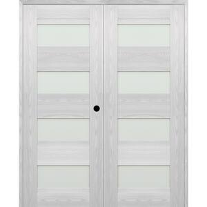 Vona 07-08 72 in. x 80 in. Left Active 4-Lite Frosted Glass Ribeira Ash Wood Composite Double Prehung Interior Door