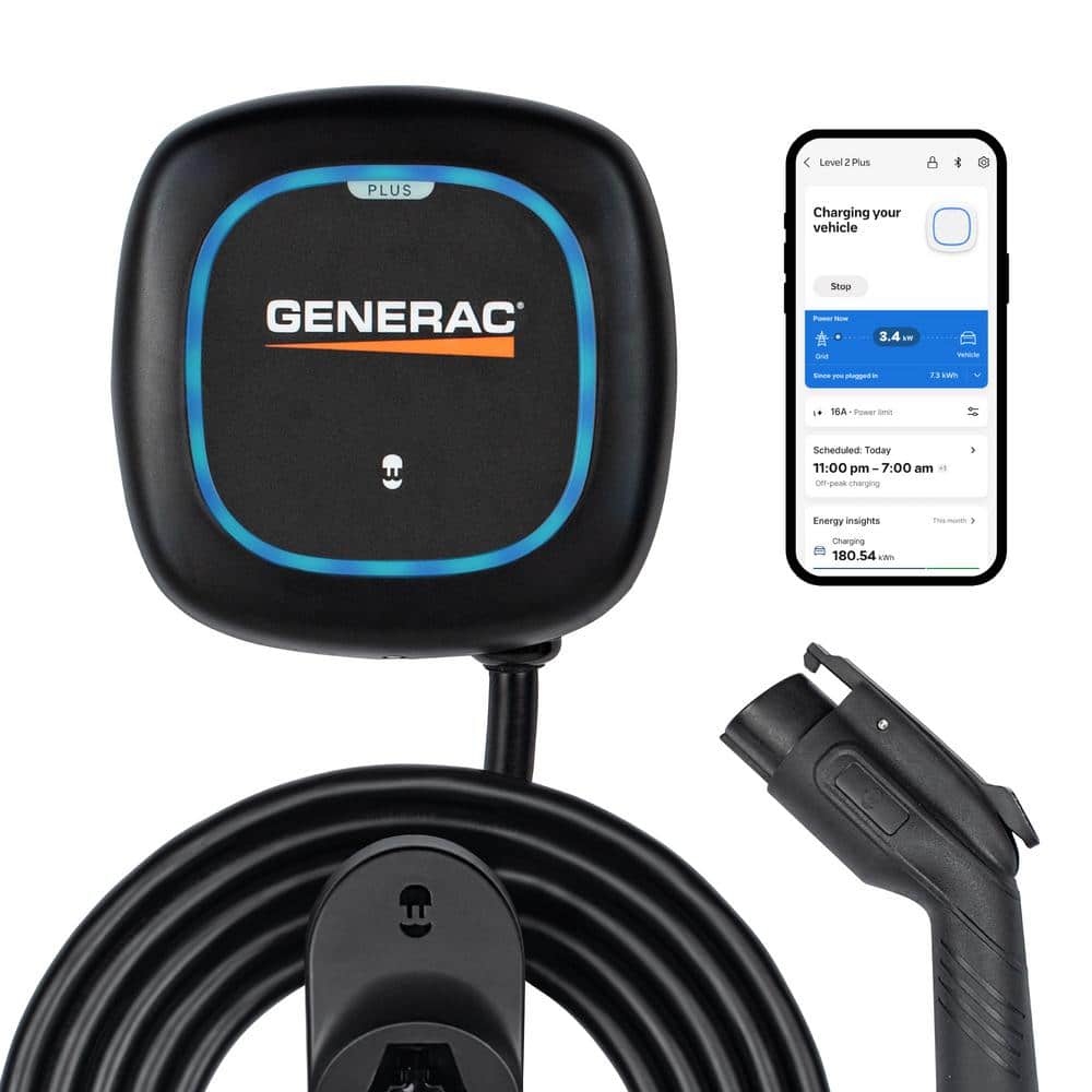 Generac EV Charger Level 2 Plus 48A Quick Charge, Ultra Compact w/25 ft