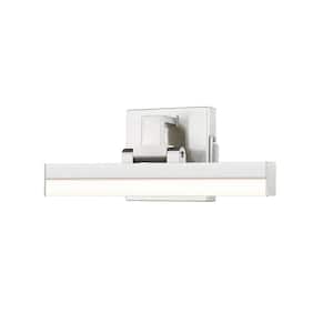 Liam 13 in. 2-Light Brushed Nickel Integrated LED Vanity Light with Frosted Plastic Shade