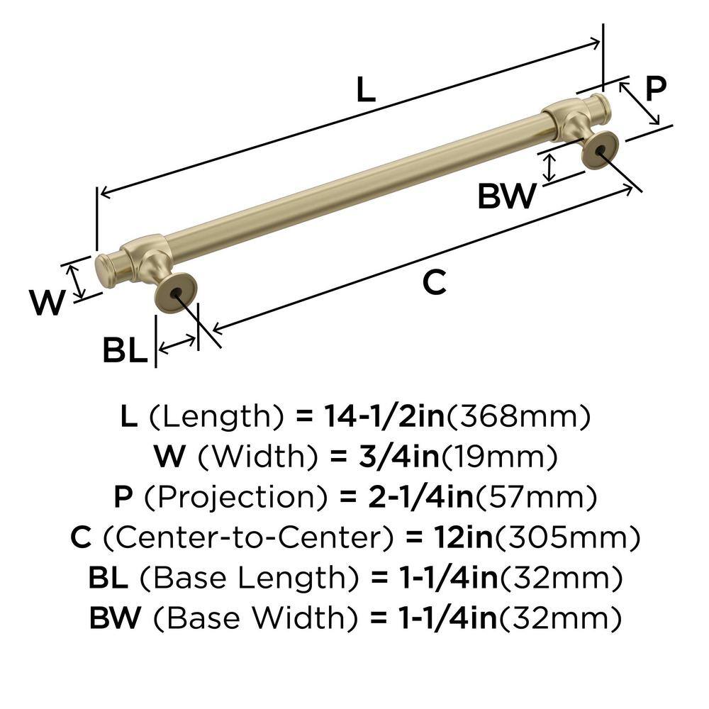 Golden Champagne 12" Appliance Pull with Mounting Hardware