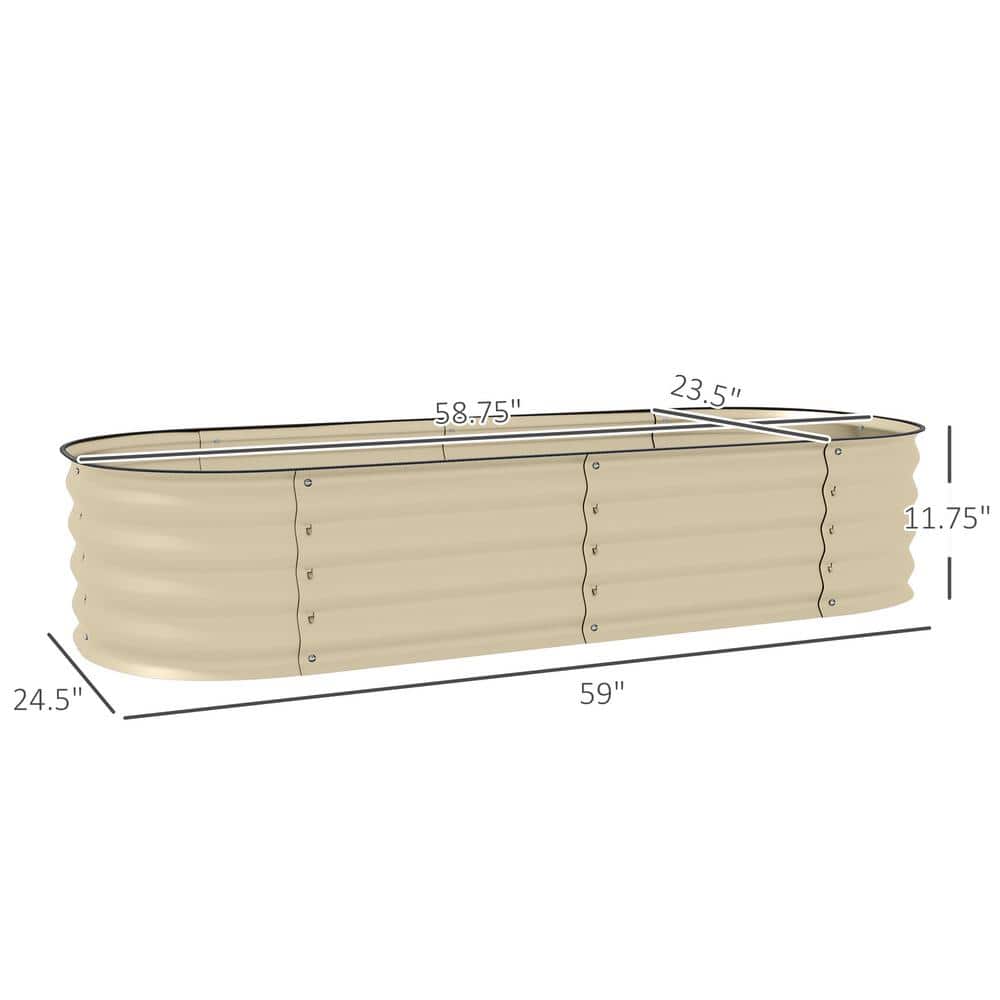 Cream White Galvanized Metal Raised Garden Bed Kit