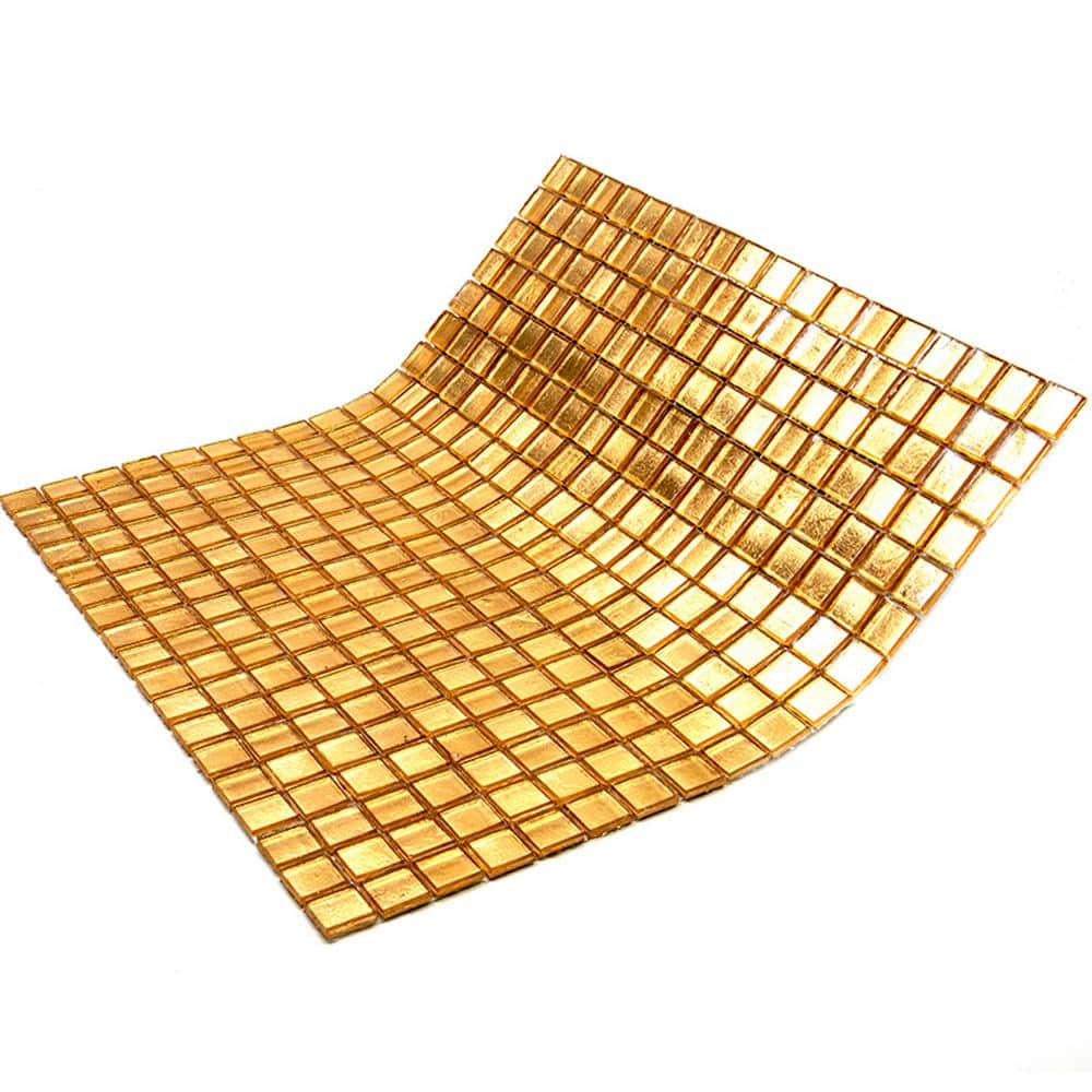 Gold Yellow Iridescent Glass Mosaic Wall and Floor Tile