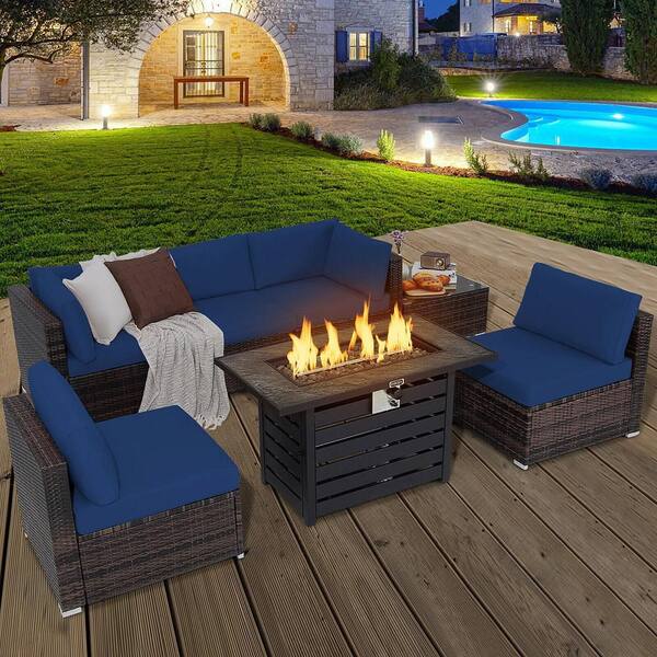 Rattan furniture with online fire pit