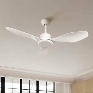 48 in. Indoor Modern White Low Profile Downrod Semi Flush Mount Ceiling Fan without Light with Remote for Living room