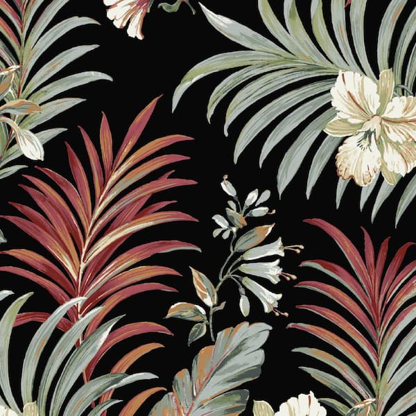 19 in x 18 in Simone Black Tropical Rectangle Outdoor Seat Pad