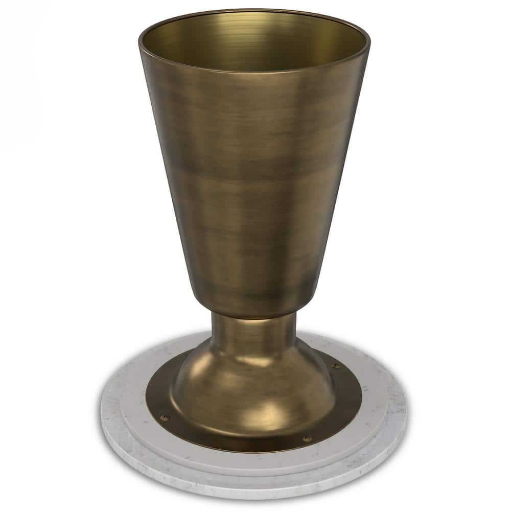 Leyla 16" Antique Brass Metal Side Table with White Marble Top