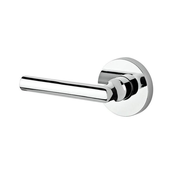 Baldwin Reserve Tube Polished Chrome Full-Dummy Door Lever with Contemporary Round Rose