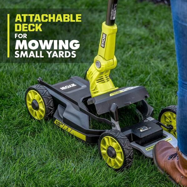 Ryobi ONE+ 18V 12 in. Cordless 3-in-1 Trim Mower with 4.0 Ah Battery and Charger
