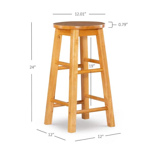 Linon Home Decor 24 In Round Wood Bar, Wooden Bar Stool Dimensions