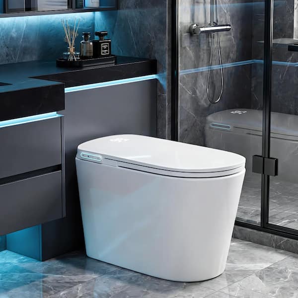 Smart Toilet with Tank, Luxury Elongated Bidet Toilet with Cleaner Tablets, One Piece Toilets,Auto Flush/Lid&Seat