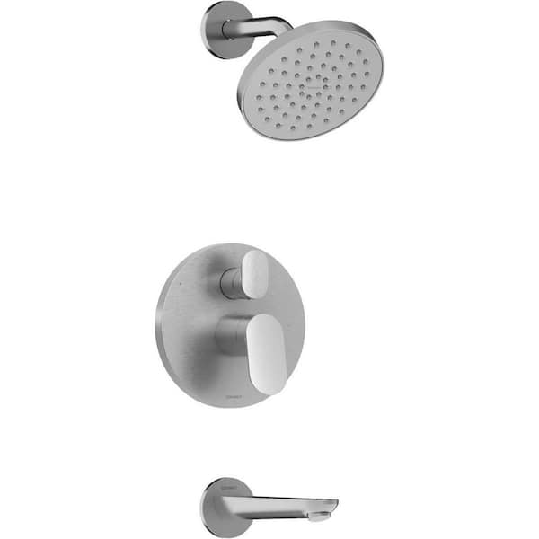 No. 1 1-Handle Tub and Shower Trim Kit in Brushed Nickel (Valve Included)