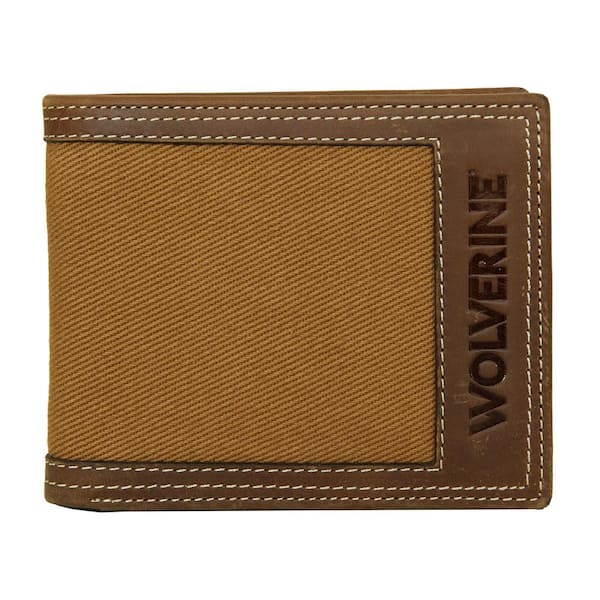 Wolverine Oil Tan Leather and Canvas Bifold Wallet in Brown/Chestnut