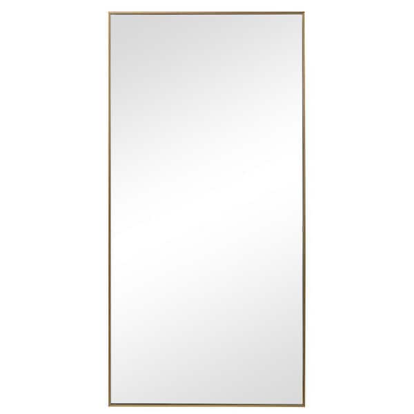 Benjara 20 in. x 40 in. Modern Gold Rectangle Shape Thin Polystyrene Framed Leaning Mirror