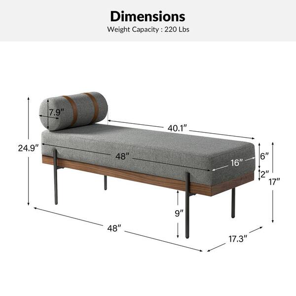 JAYDEN CREATION Cayetano Grey Upholstered Entryway Bench