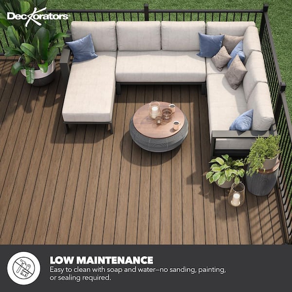 Deckorators Venture 1 in. x 6 in. x 20 ft. Sandbar Brown Grooved