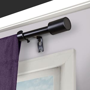 Nora 84 in. - 120 in. Single Curtain Rod in Black with Finial
