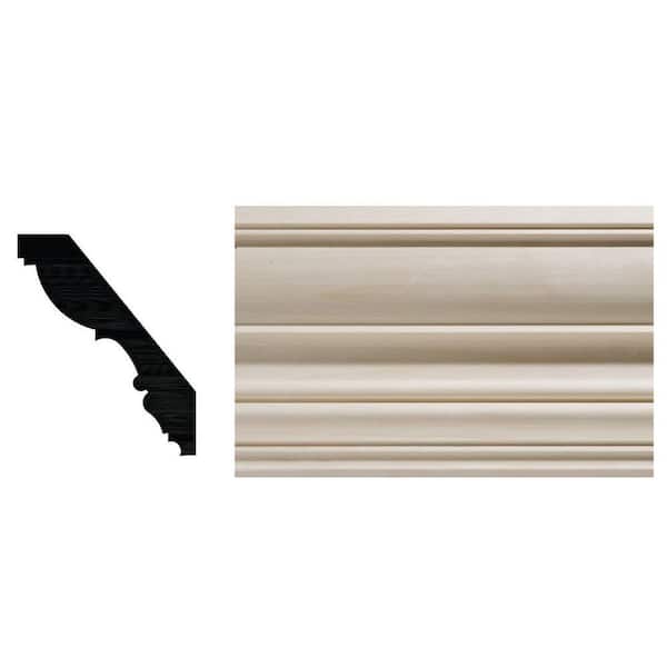 Ornamental Mouldings 712WHW 27/32 in. x 4-1/2 in. x 9 in. White Hardwood Unfinished Pre-Mitered Inside Colonial Crown Corner Kit Moulding