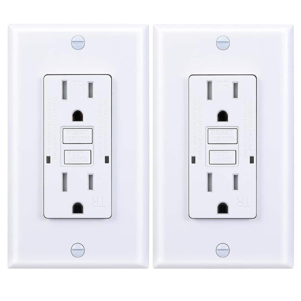 15A Tamper-Resistant GFCI Outlet with LED Indicator, Decorator Wall Plates and Screws, UL Listed in White - (2-Pack) price history on PriceWatchPro