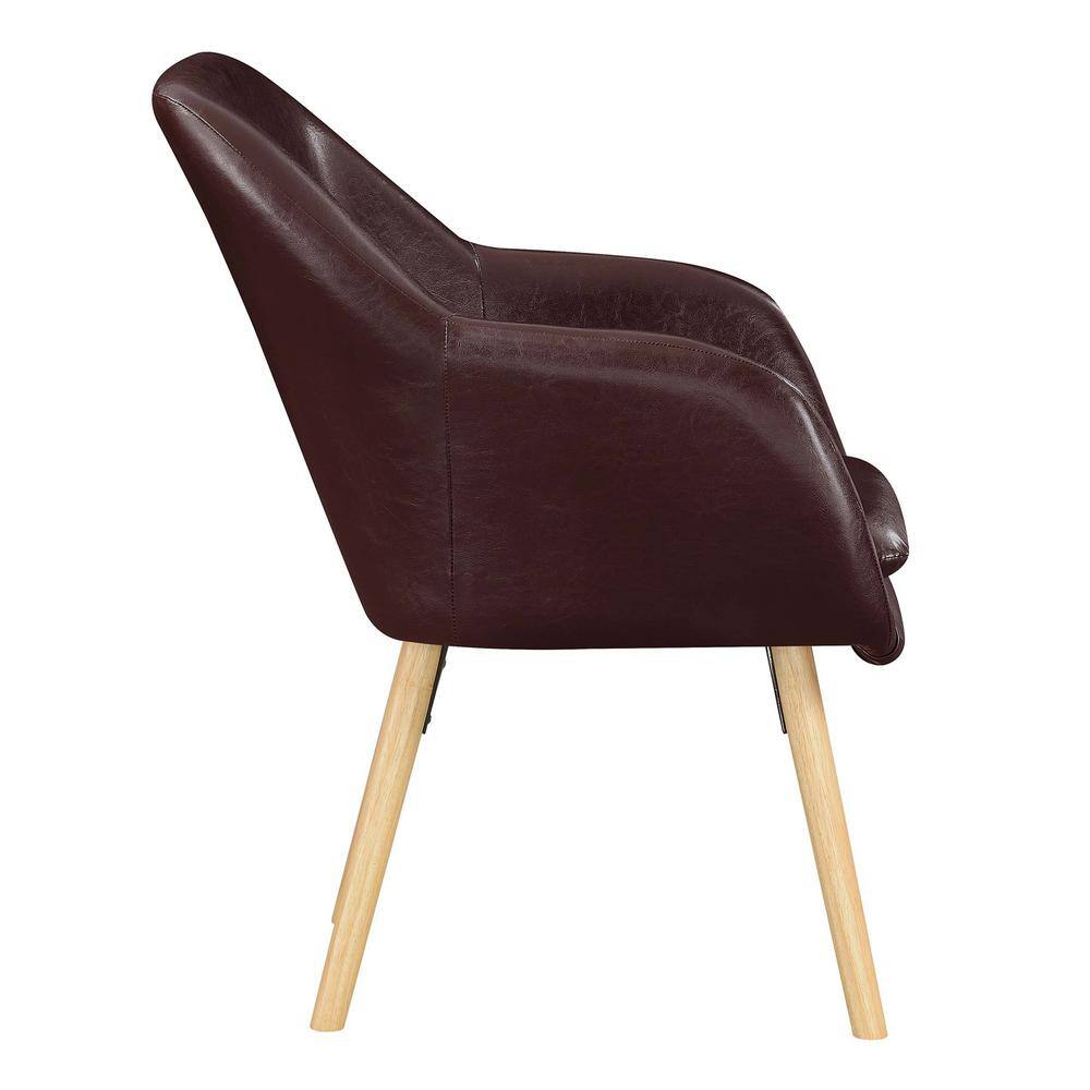 Espresso Faux Leather and Velvet Wingback Accent Chair