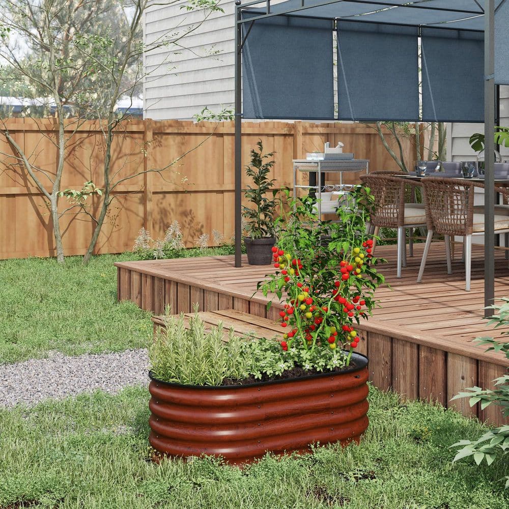 3. 5x2x1. 4 FT Outdoor Brown Galvanized Steel Raised Garden Bed Steel Planter Boxes for Herbs Vegetables Flowers price history on PriceWatchPro