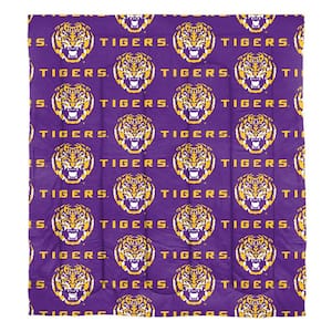 LSU Fleece Blanket Kit-Includes Solid and Printed Fleece Fabric to Make A LSU No Sew Fleece Blanket, Size: 48