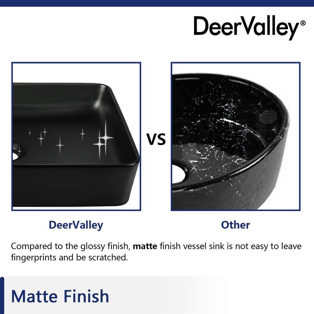 Matte Black Rectangular Ceramic Bathroom Vessel Sink
