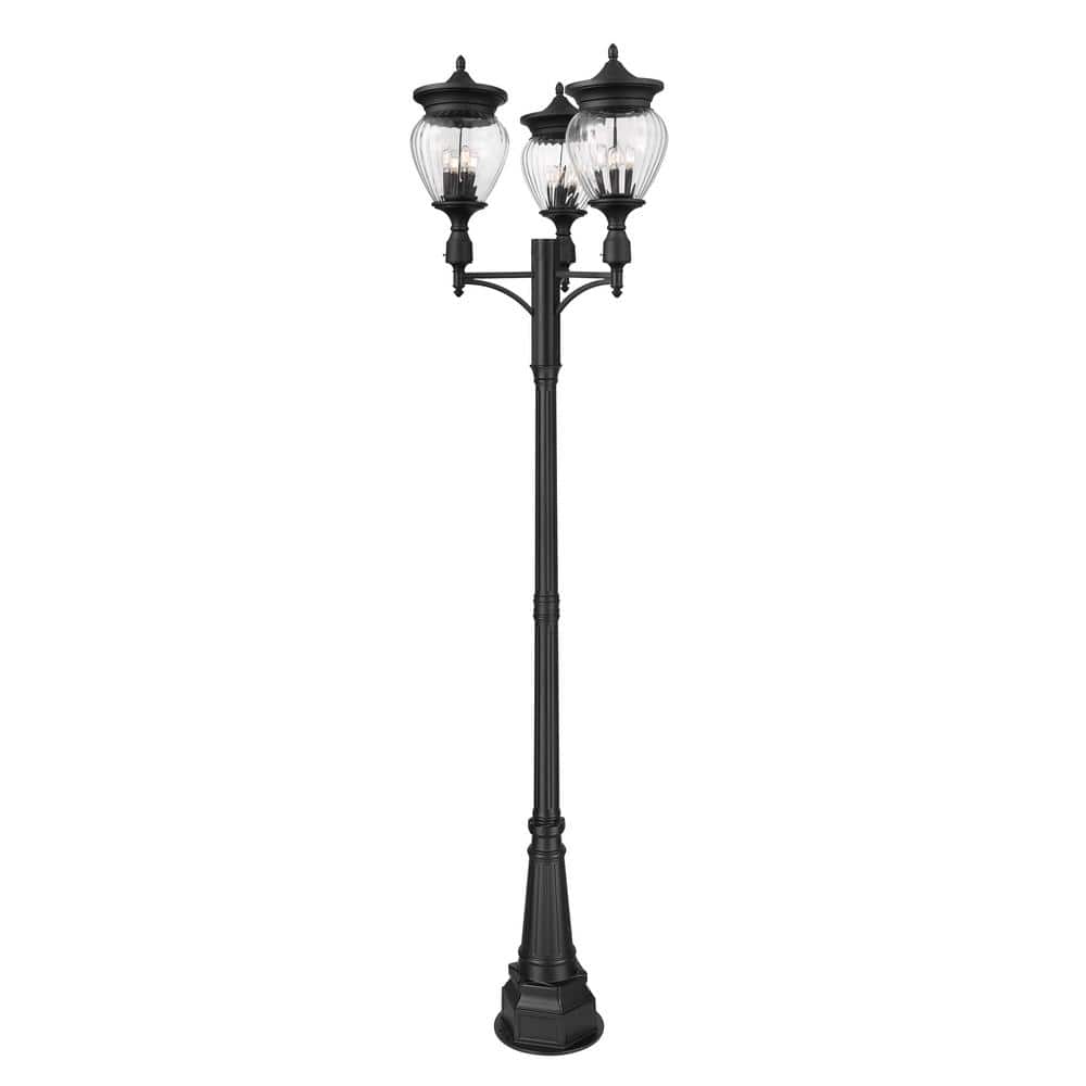 Davina 4-Light Black Aluminum Hardwired Outdoor Marine Grade Post Light Set
