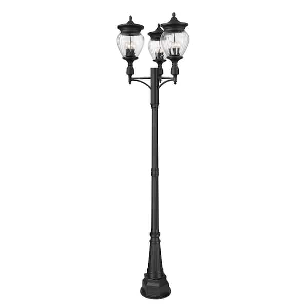 Filament Design Davina 4-Light Black Aluminum Hardwired Outdoor Marine Grade Post Light Set with No Bulbs Included