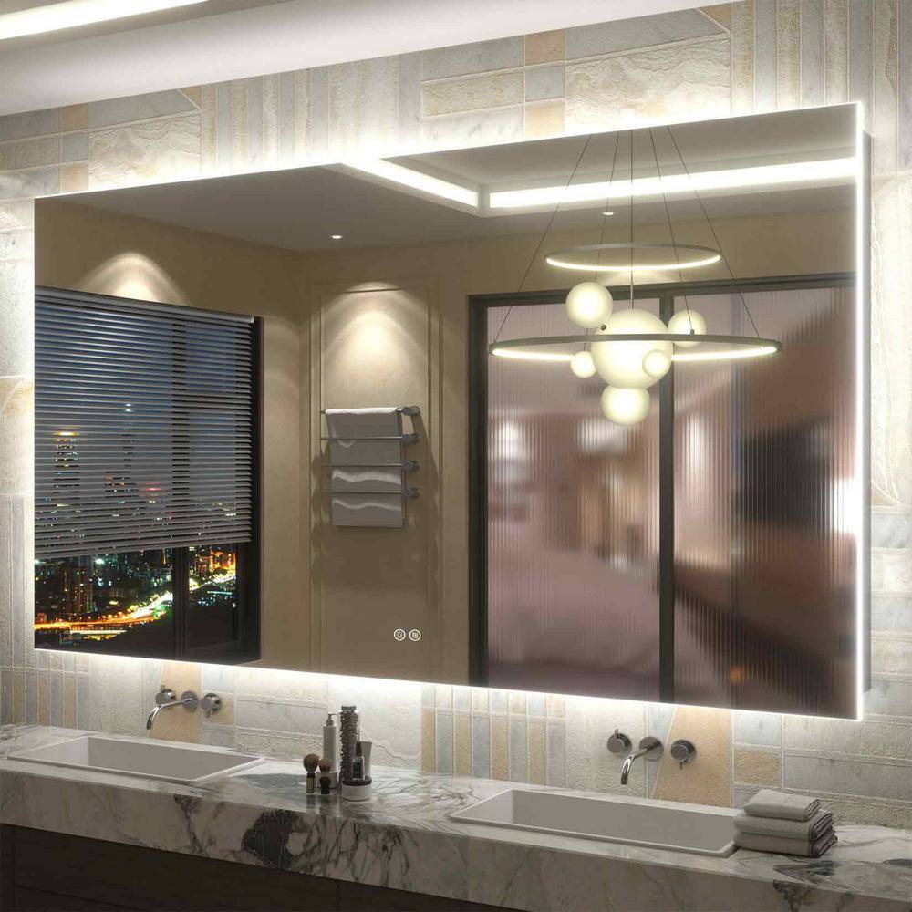72 in. W x 40 in. H Rectangular Frameless Super Bright Backlited LED Anti-Fog Tempered Glass Wall Bathroom Vanity Mirror price history on PriceWatchPro