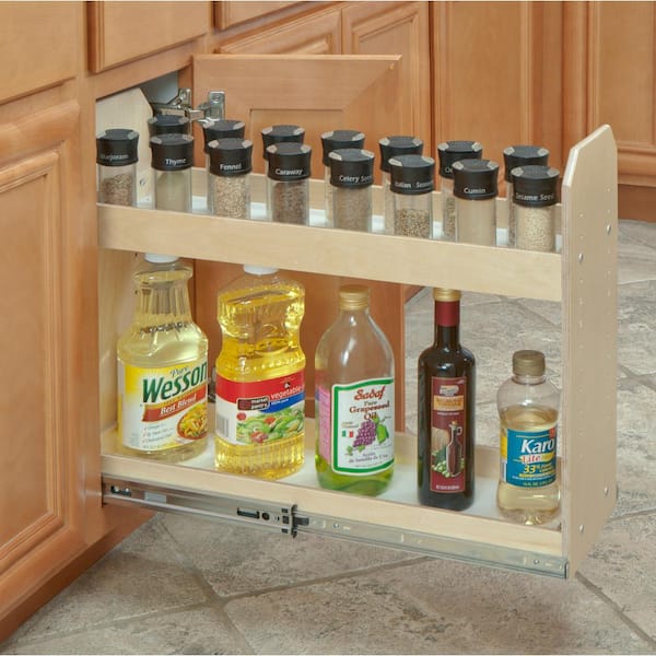 Pop-It Set of 2 Adjustable Sliding Cabinet Organizers with Wooden Panel 