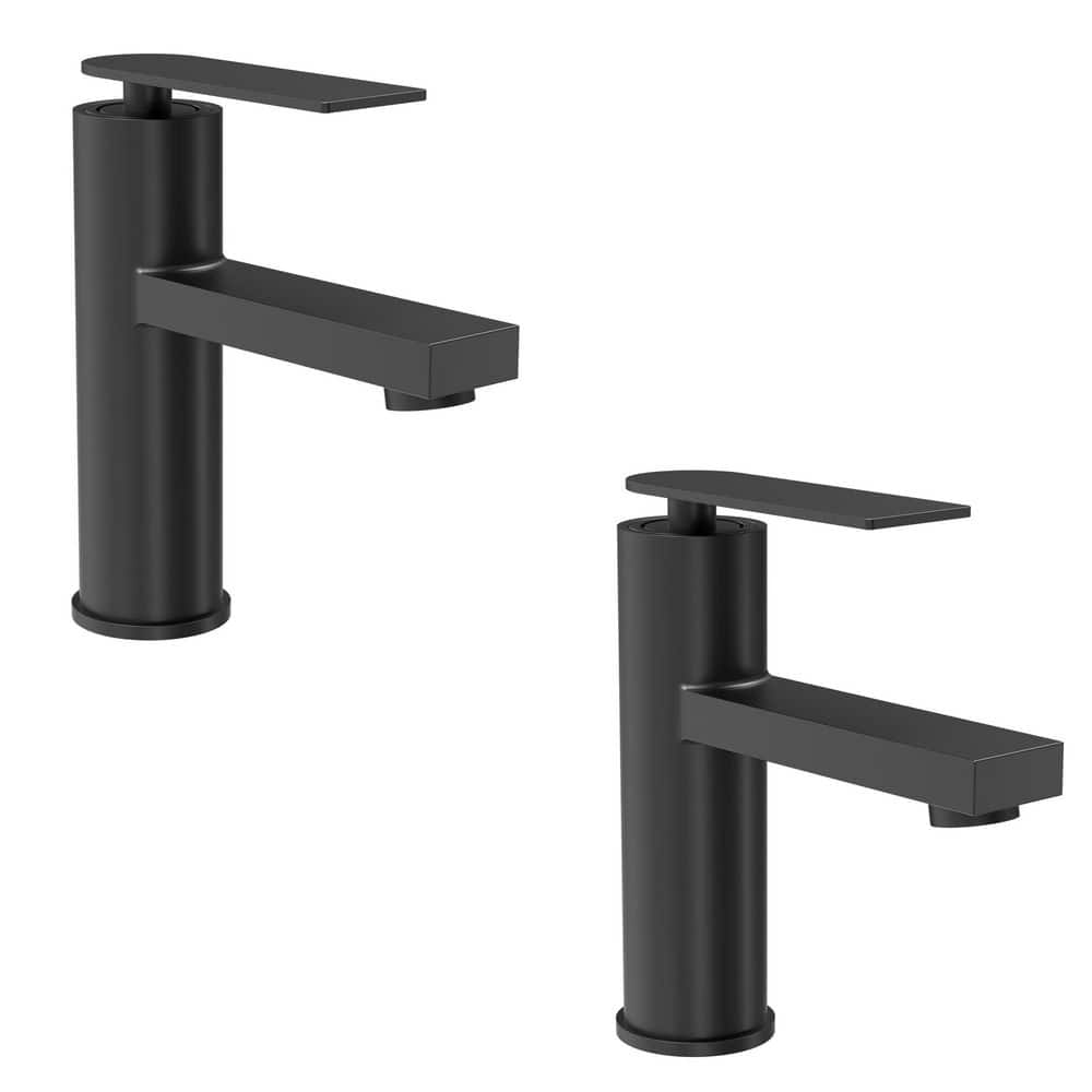 Single Handle Single Hole Bathroom Faucet with Pop-up Drain in Matte Black (2-Pack) price history on PriceWatchPro