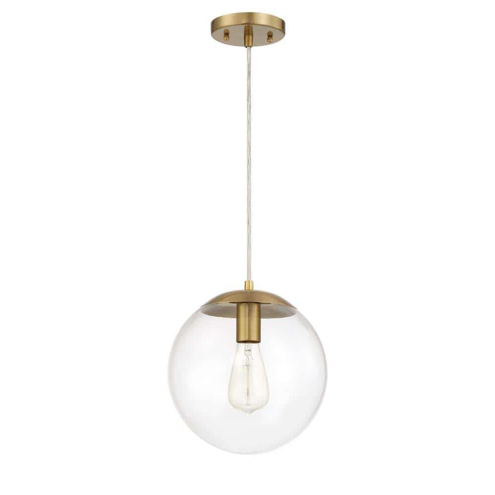 Satin Brass Clear Glass Globe Pendant Light