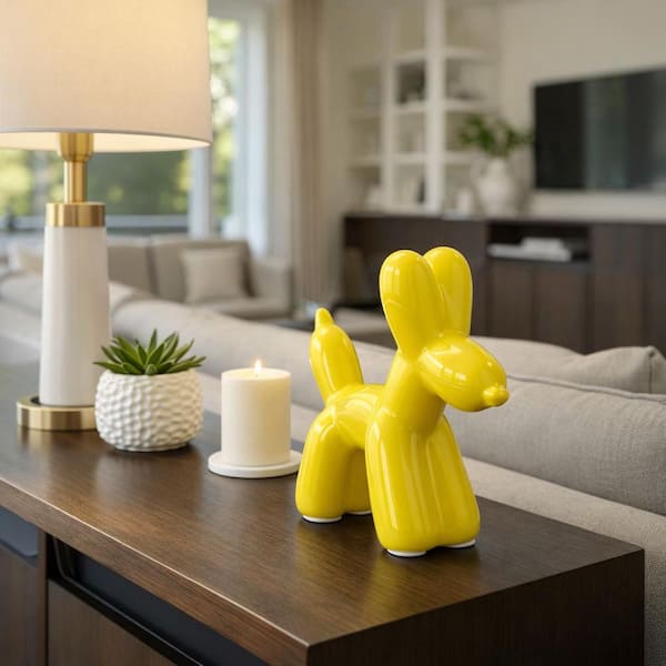 Liv & Skye 7 in. x 7 in. Yellow Stoneware Ceramic Novelty Solid