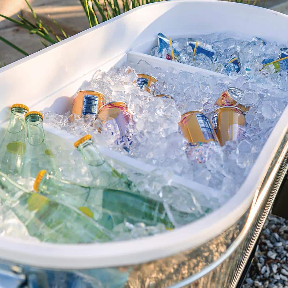 Permasteel 120-Qt Galvanized Steel Rolling Patio Cooler with Wheels
