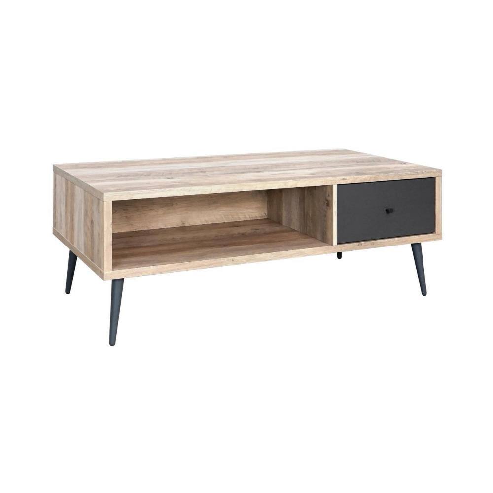 Carly 47.25 in. Taupe Brown and Gray Rectangle Wood Coffee Table with 1 Drawer