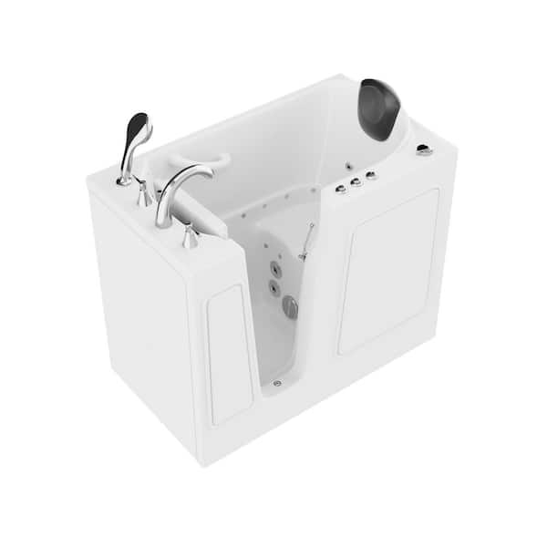 WTHDX Series 26 in. x 46 in. Left Drain Combination Jetted Walk-in Bathtub in White with Powered Fast Drain