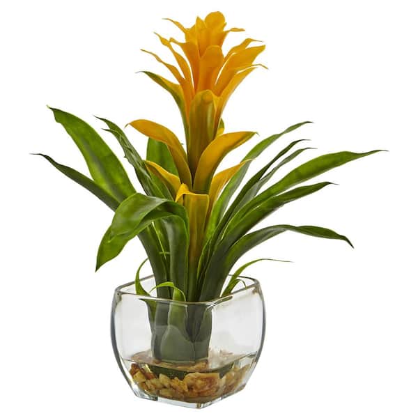 Nearly Natural Artificial Bromeliad with Vase Arrangement