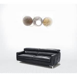 78.7 in. Square Arm Leather Bridgewater Rectangle Sofa in Black