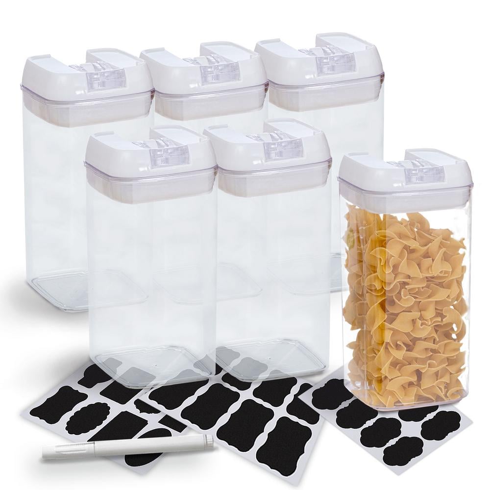 Cheer Collection Set of 6 42oz Airtight Food Storage Containers (White)
