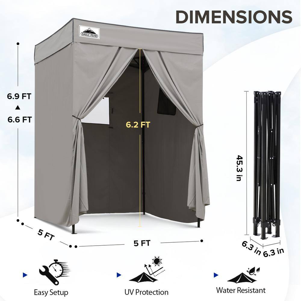 Gray 5x5 Portable Pop-Up Privacy Canopy Tent