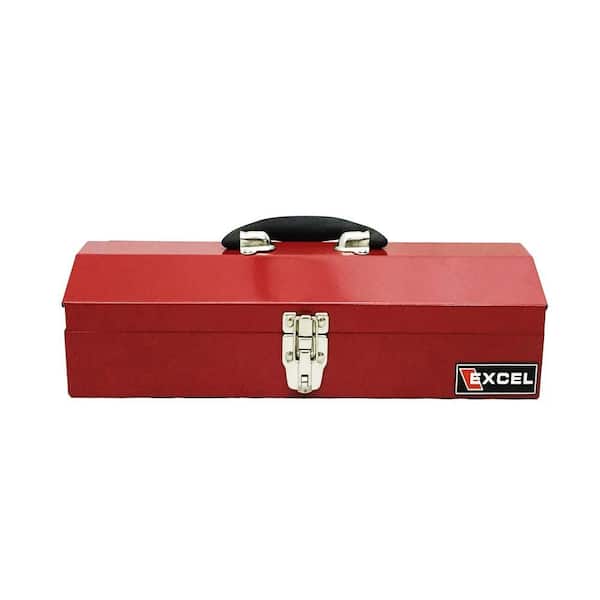 Excel 16.1 in. W x 6.1 in. D x 3.7 in. H Portable Steel Tool Box, Red