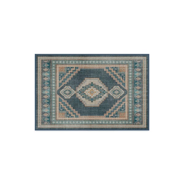 Machine Washable Rug with Standard Pad - Rayne Soft Navy 2 ft. x 3 ft.