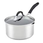Steel Shield 3 qt. Stainless Steel Nonstick Saucepan with Lid in Silver with Straining Lid