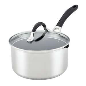 Steel Shield 3 qt. Stainless Steel Nonstick Saucepan with Lid in Silver with Straining Lid