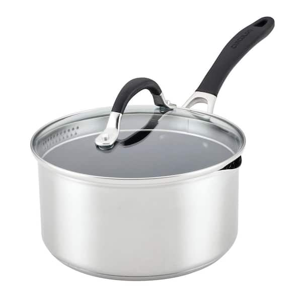 Mainstays Stainless Steel 3-Quart Saucepan with Straining Lid